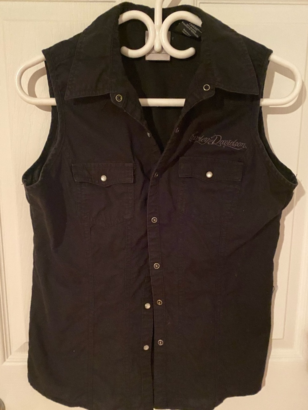 Harley-Davidson Black Sleeveless Snap-Front Women's Shirt
